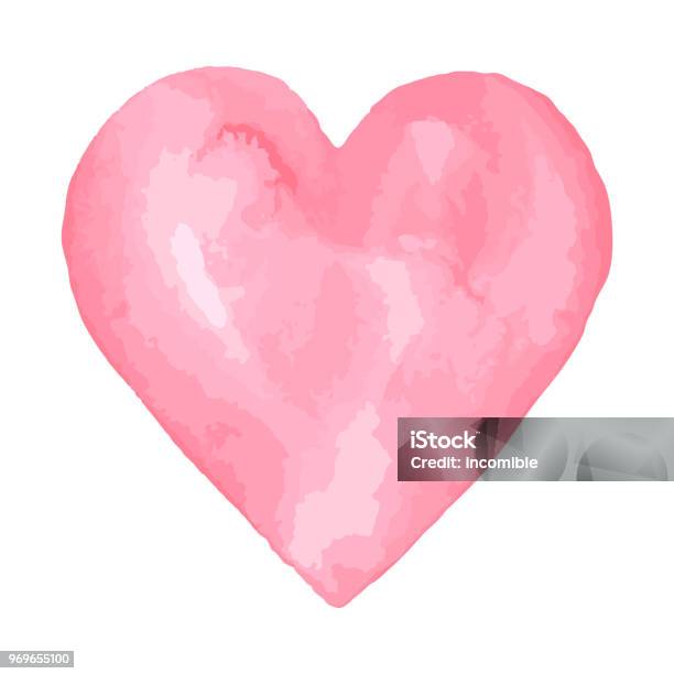 Cuore Spazzola Acquerello Sfondo Astratto Di Acquarelle Rosa - Immagini vettoriali stock e altre immagini di Simbolo di cuore