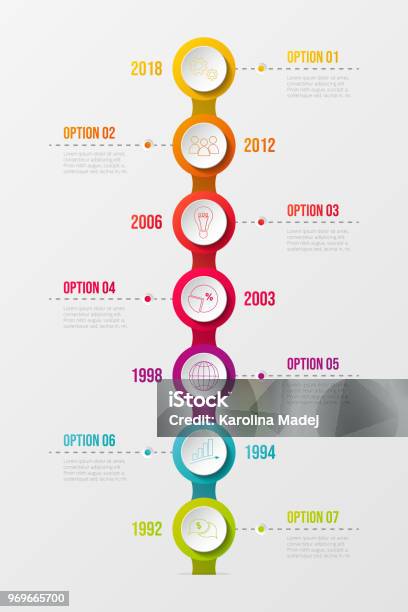 Concept Of Company Milestone With Colourful Iconsvector Stock Illustration - Download Image Now