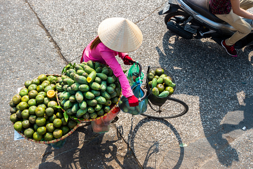 The street vendor in early morning in Hanoi, capital of Vietnam