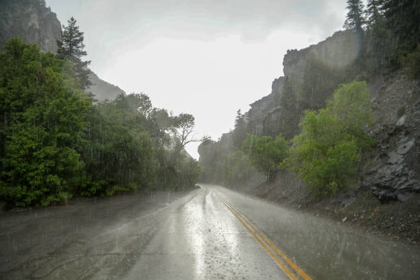 istock Rain and Hail on mountain road 969688114