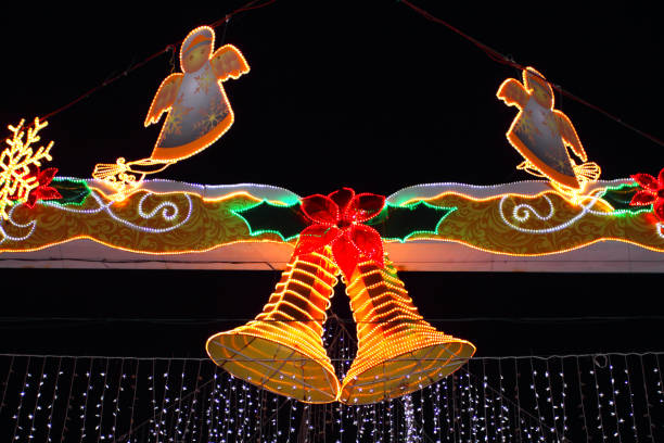 Stock image of street illuminated for christmas