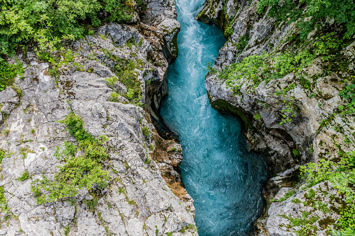 River Soča in Valley of Trenta in Julian Alps, Slovenia, Europe.