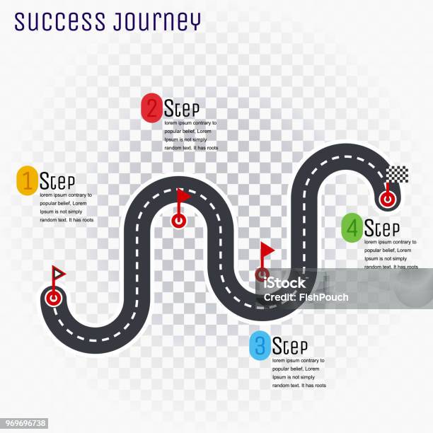 Road Route Infographic Line With Stepbystep Plan Stock Illustration - Download Image Now - Footpath, Sports Race, Infographic