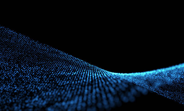 istock Network connections dots on black abstract background in technology concept. 3d illustration 969703874