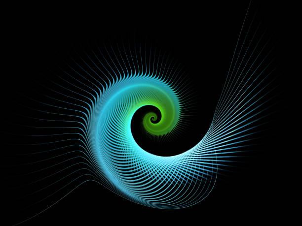 istock Abstract illustration of a fractal spiral pattern on black background 969713612
