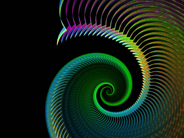 istock Abstract illustration of a fractal spiral pattern on black background 969713810