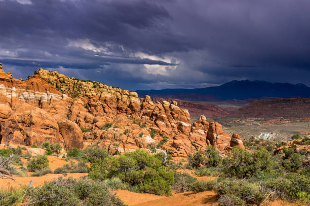 istock Fiery Furnace and Distant Mountains, Arches National Park 969720004