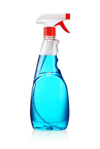 Window glass detergent cleaner spray bottle isolated on white background