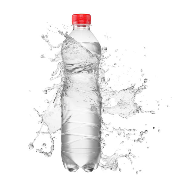 Bottle with water splash Blank plastic bottle with water splash isolated on white background wet bottle stock pictures, royalty-free photos & images