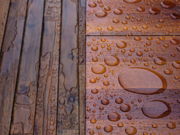 istock Wooden planks bathed in the rain 969739736