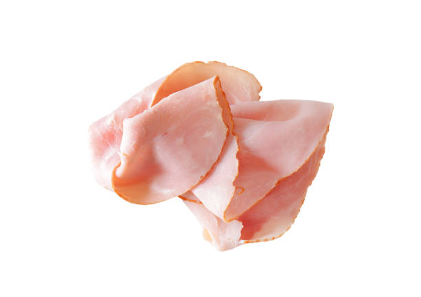 Baked ham slices Thin slices of baked ham cold cuts meat photos stock pictures, royalty-free photos & images