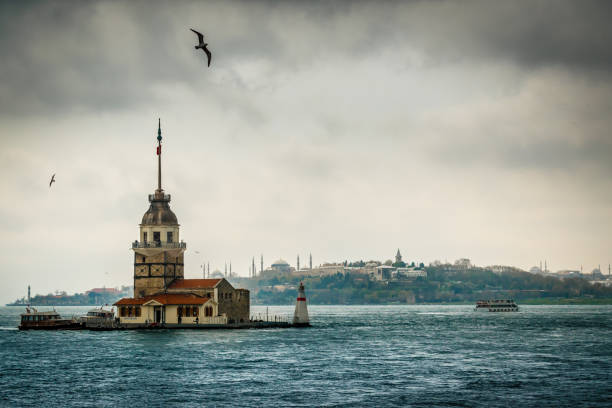 Maiden's Tower Istanbul, Maiden's Tower, Turkey - Middle East, Lighthouse maidens tower turkey photos stock pictures, royalty-free photos & images