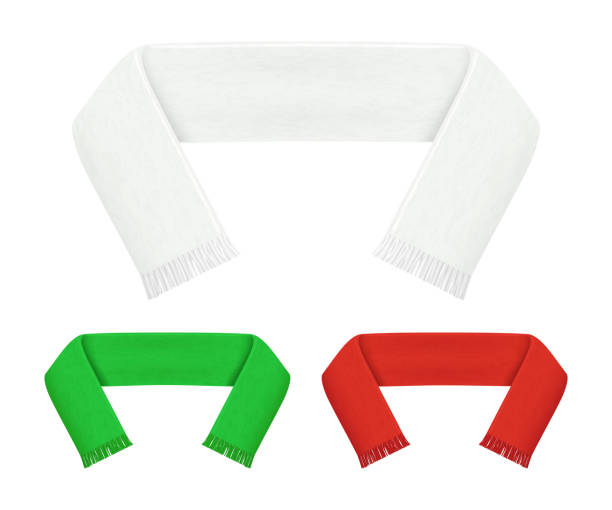 realistische detaillierte 3d set fußball fans schal. vektor - neckscarf stock-grafiken, -clipart, -cartoons und -symbole