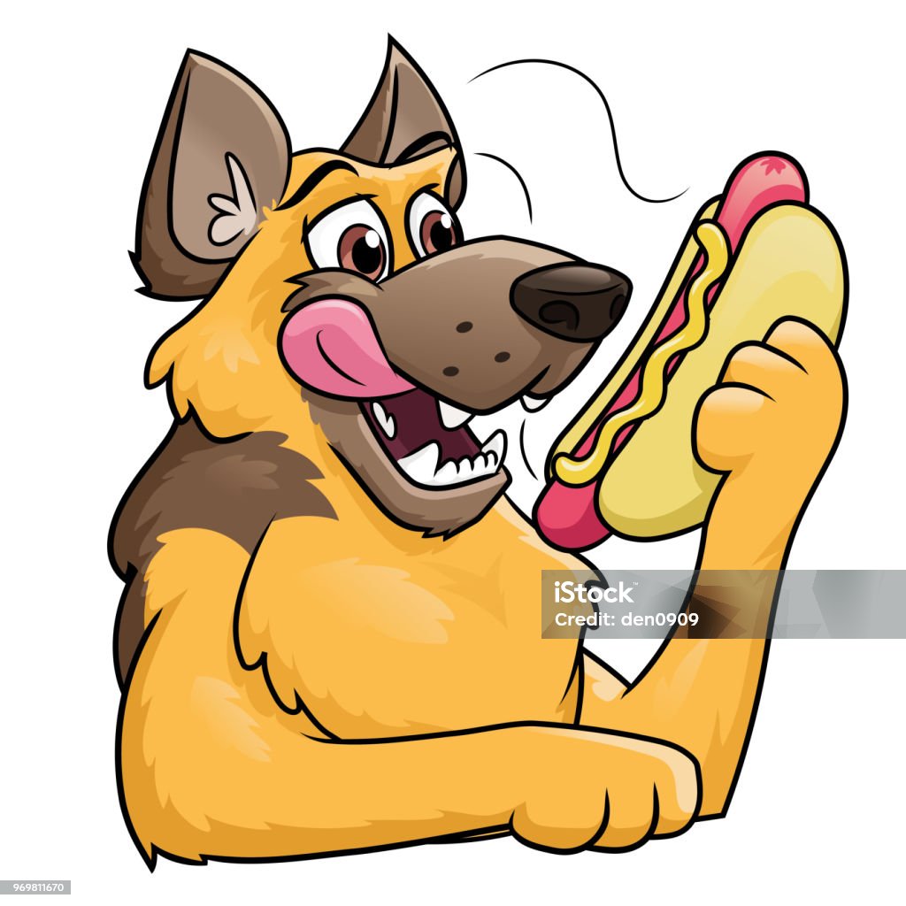 Dog Is Holding A Hot Dog Stock Illustration - Download Image Now - Hot Dog,  Dog, Grilled - iStock
