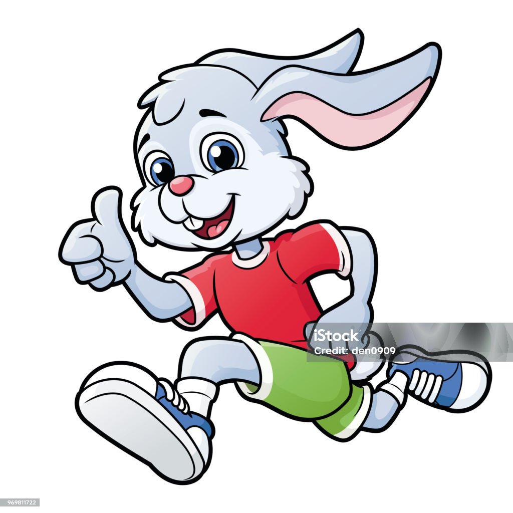 Jugging Rabbit Smiling Rabbit Jogging Stock Illustration - Download Image Now ...
