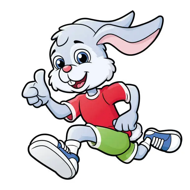 Vector illustration of Smiling rabbit jogging