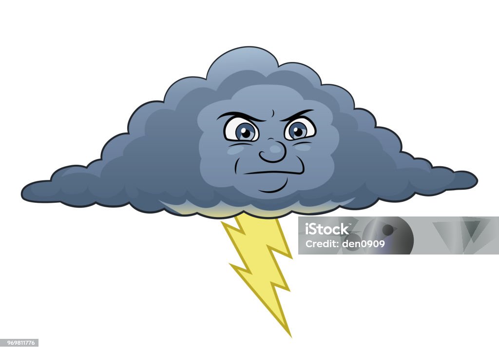 Anger Lightning Angry Cloud With Lightning Stock Illustration - Download Image Now ...