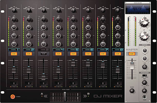 mikser dźwięku - control panel stock illustrations