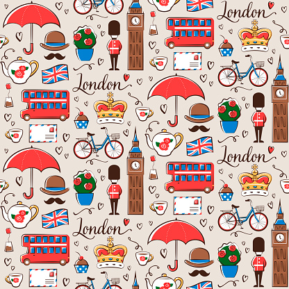 Seamless pattern with London symbols.