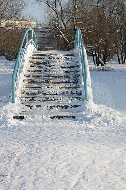 istock bridge over pond at winter in city park 96982913
