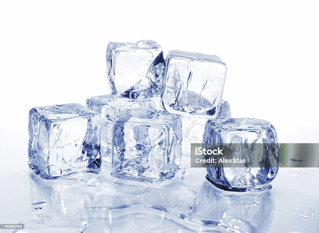 ice cubes 2 ice cubes with reflection against white background Ice Cube Stock Photo