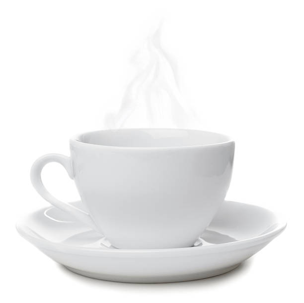 istock White coffee cup and saucer with steam 96983479