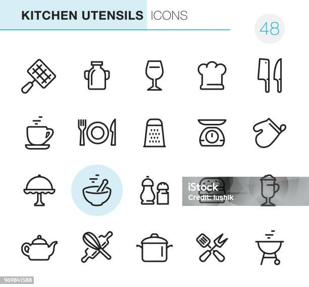 Kitchen Utensils Pixel Perfect Icons Stock Illustration - Download Image Now - Icon Symbol, Baking, Chef's Hat
