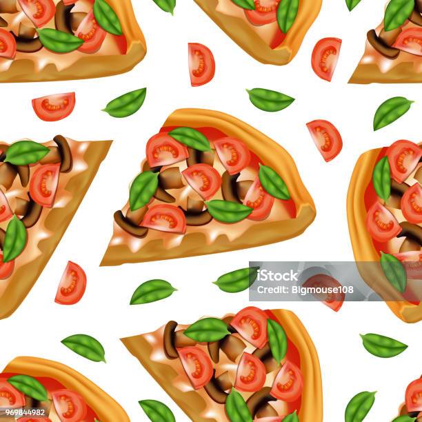 Pizza Pattern Realistic Realistic Detailed 3d Pizza Seamless Pattern Background Vector Stock ...