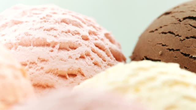 Close-up, colorful balls of ice cream