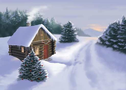 istock Snowy Christmas Cabin 969860874