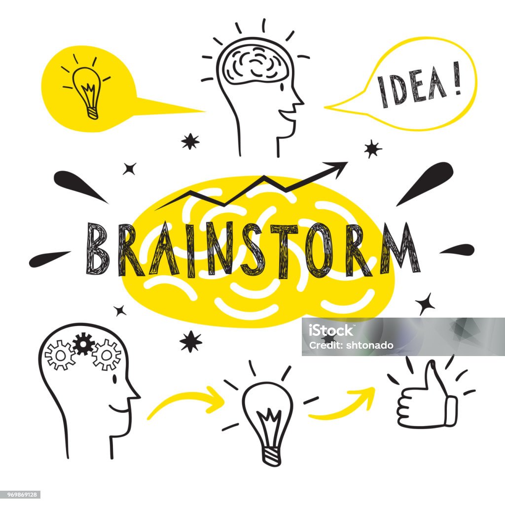 Brainstrom Image Names Brainstorm Doodle Elements Stock Illustration - Download Image Now ...
