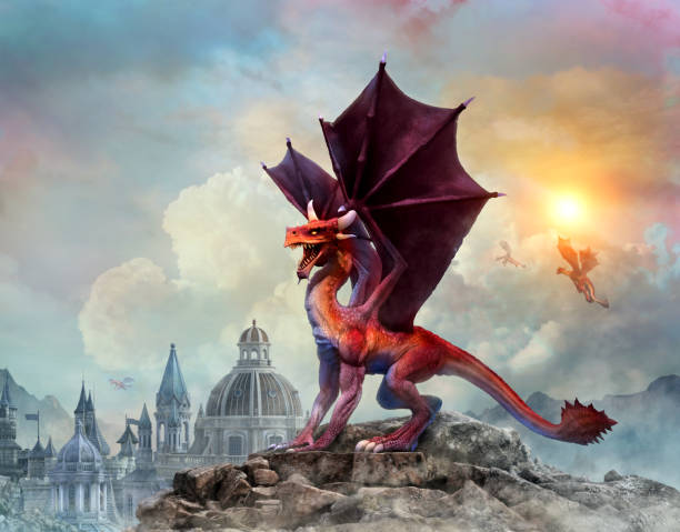 istock Dragon scene 3D illustration 969869386