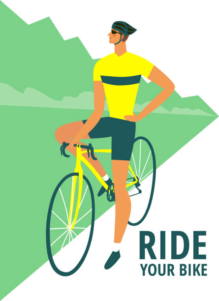 illustrations, cliparts, dessins animés et icônes de affiche cycliste route pour votre conception - short phrase