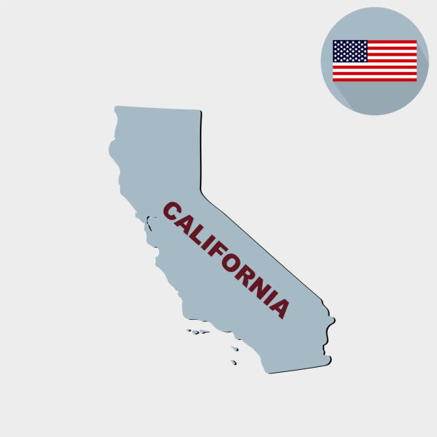 istock Map of the U.S. state of California on a grey background. Americ 969869826