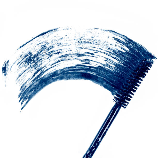 Blue Mascara Smear Blue mascara smudged on a white background. mascara wands stock pictures, royalty-free photos & images