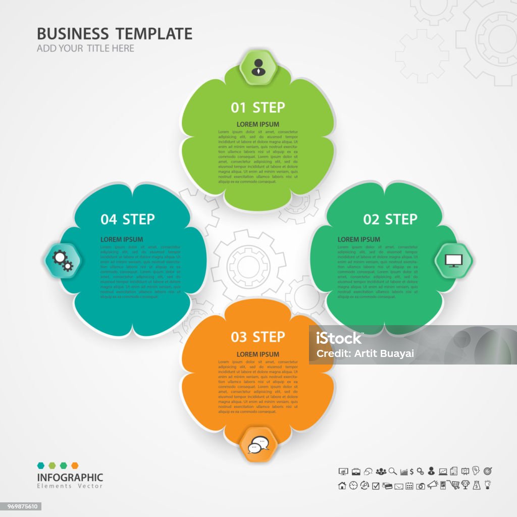 Infographic Elements Template Vector Diagram With 4 Steps Flow Chart