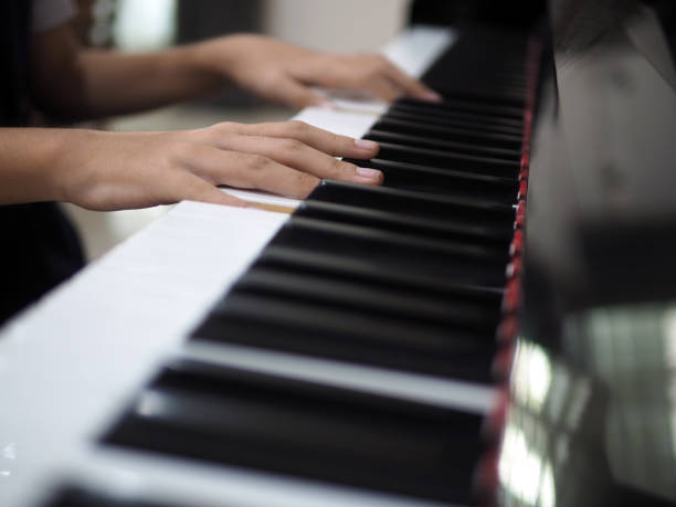 istock Child hand on piano keys 969884922