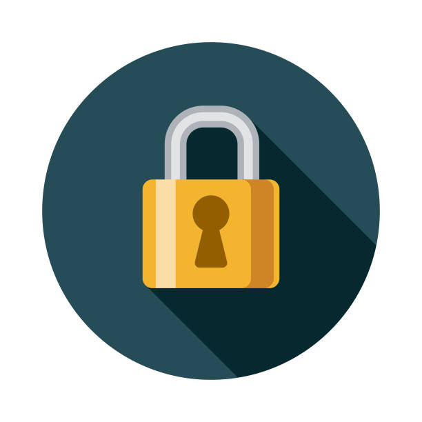 illustrations, cliparts, dessins animés et icônes de icône réseau sécurité design plat seo - padlock