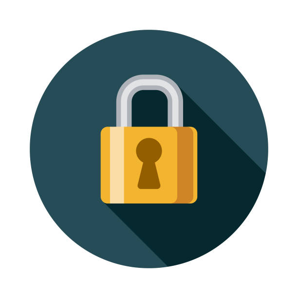 сетевая безопасность плоский дизайн seo значок - lock icon stock illustrations