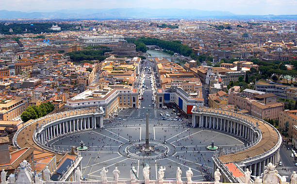 praça st. peter - rome cityscape aerial view city - fotografias e filmes do acervo