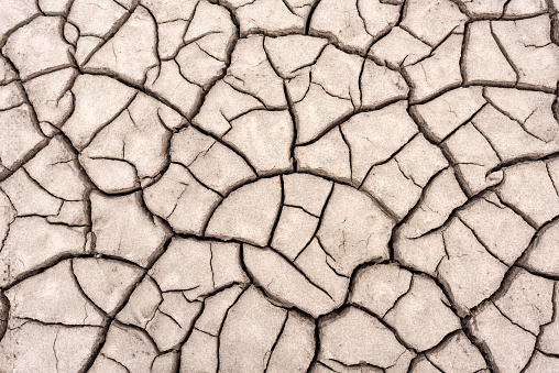 Dried out soil with cracks when dry