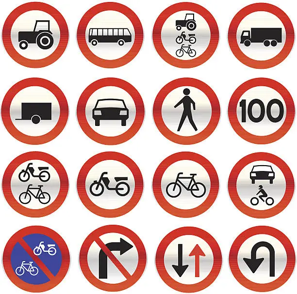 Vector illustration of glassy road sign icons
