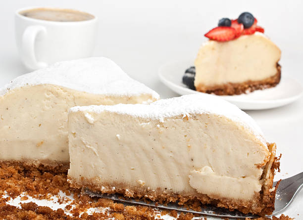 istock piece of tasty vanilla cheesecake with coffee 96991285