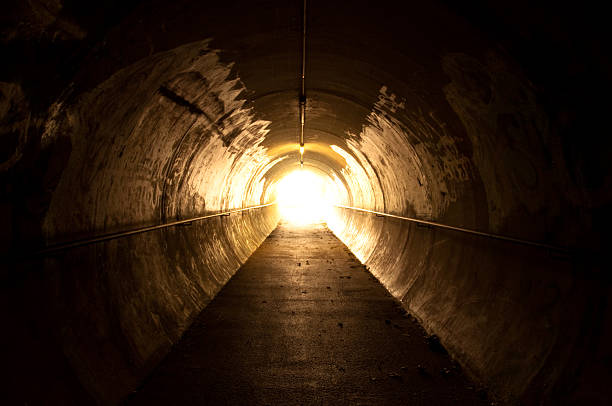 Light at the end of the tunnel stock photo