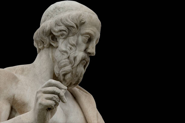 classic statue of Plato from side close up stock photo
