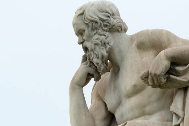 classic statue of Socrates close up stock photo
