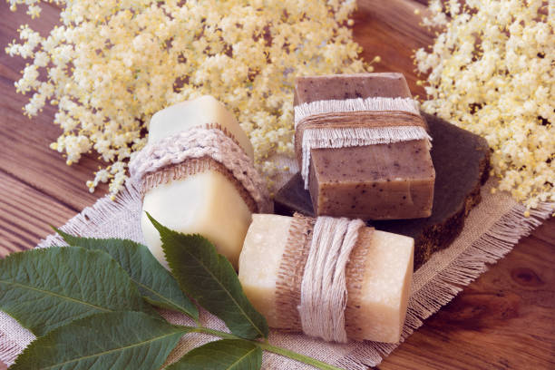 istock Decorated pieces of various dry soap with a white elder 969927052