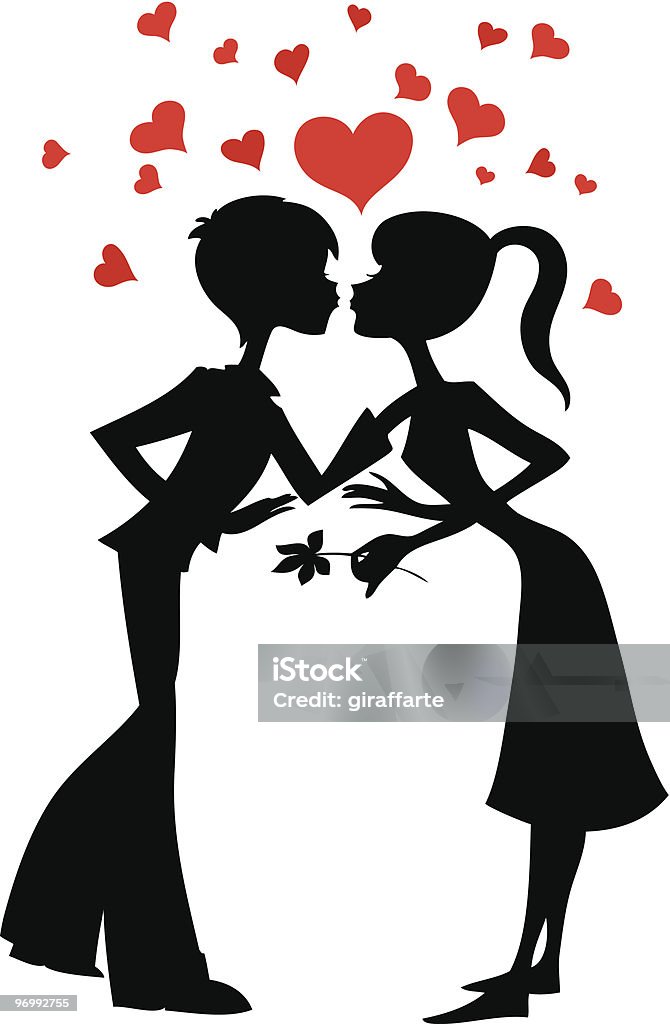 Para sweethearts - Grafika wektorowa royalty-free (Całować)