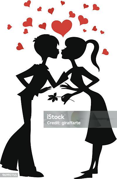 Para Sweethearts - Stockowe grafiki wektorowe i więcej obrazów Całować - Całować, Chłopcy, Cień