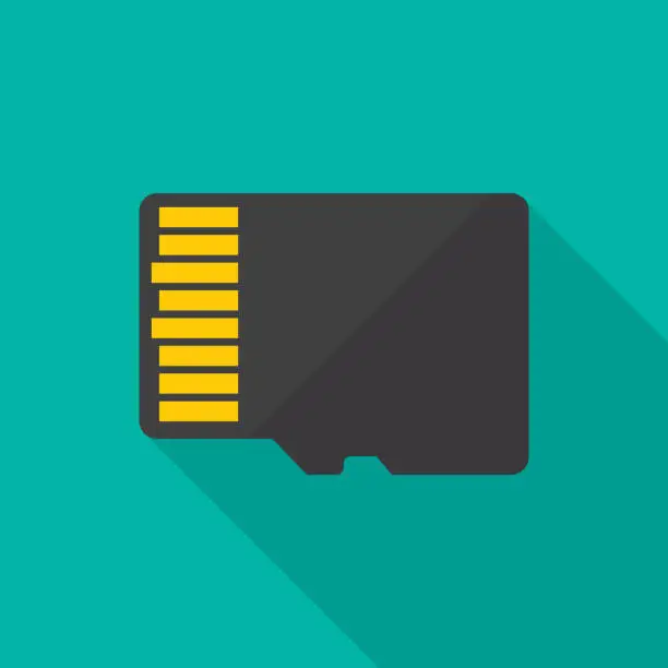 Vector illustration of Micro SD Card Back Icon Flat